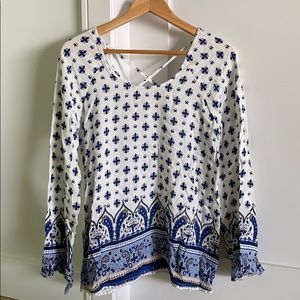 Blue and white blouse